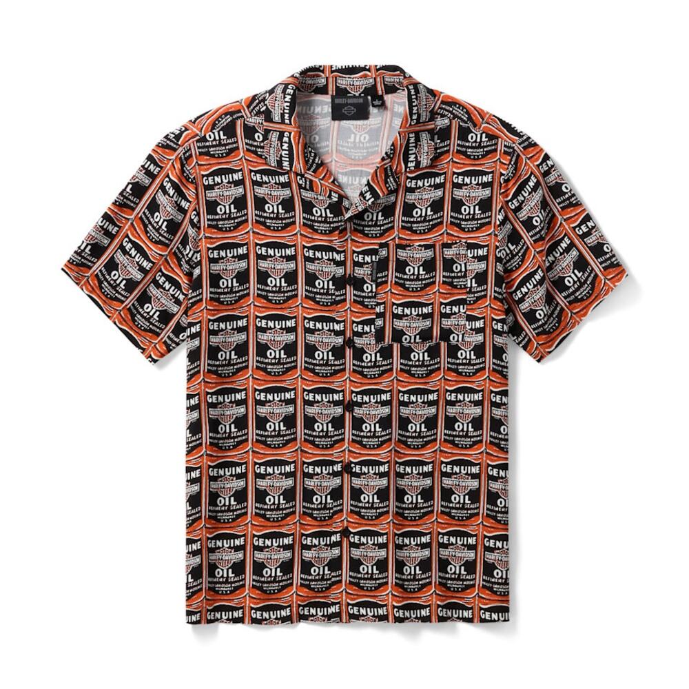 NWT Harley Davidson Men's H-D Essential Oil Can Aloha Shirt size Medium